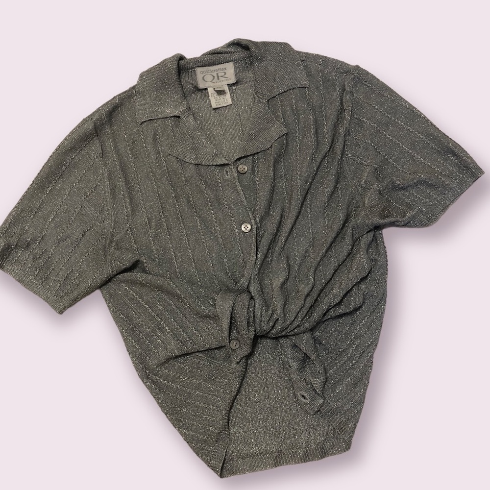 y2k slinky silver lurex top